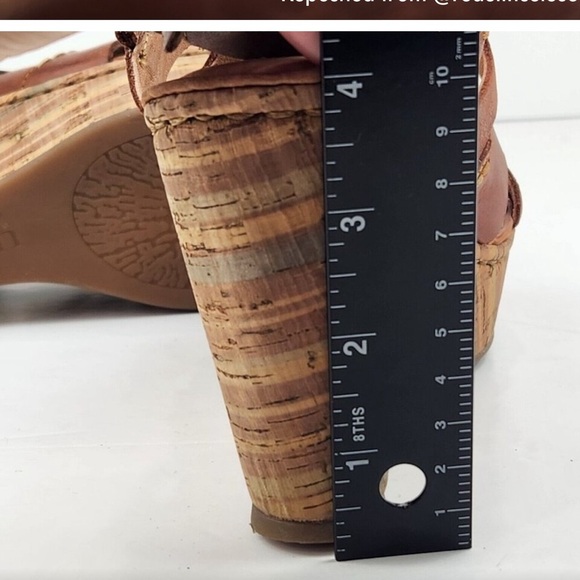 Born Beluna Cork Platform Wedge Sandals Womens 10/42 Brown Leather Boho Hippie - Picture 8 of 9